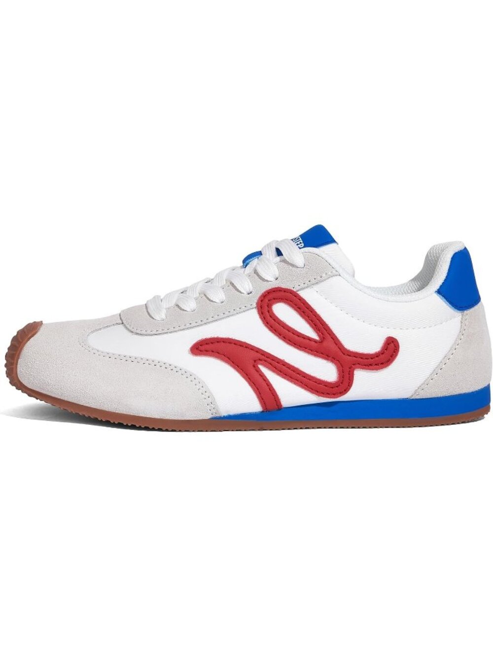 Women's White/Red Leather Comfortable Classic Casual Thin Sole Walking Sneakers